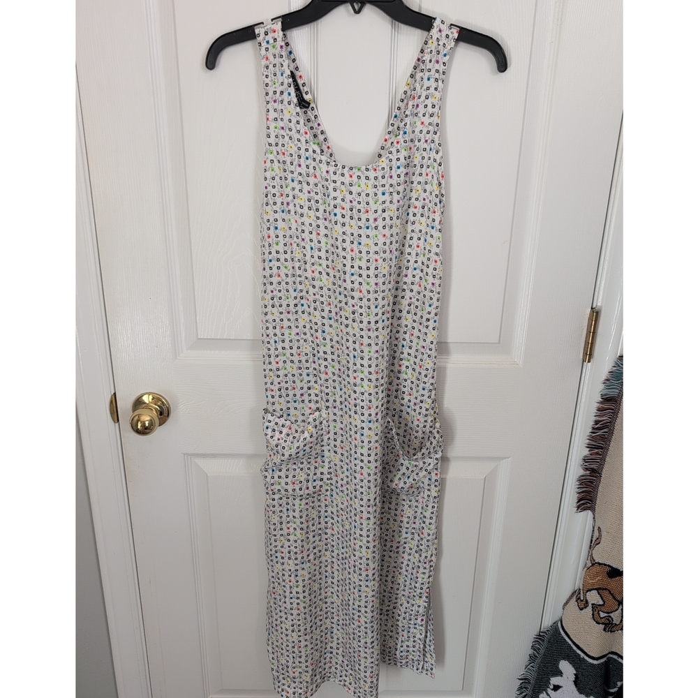 Esprit Sleeveless Cross-back Smock Dress with Colorful Dots Pattern